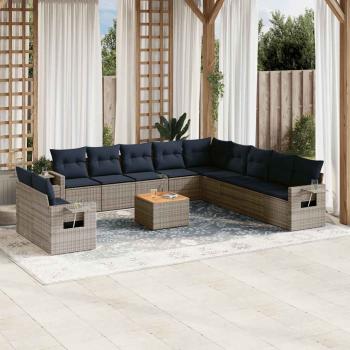 ARDEBO.de - 12-teiliges Gartensofa-Set mit Kissen, grau, Polyrattan