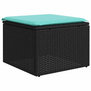 7-teiliges Gartensofa-Set mit Kissen, schwarzes Polyrattan