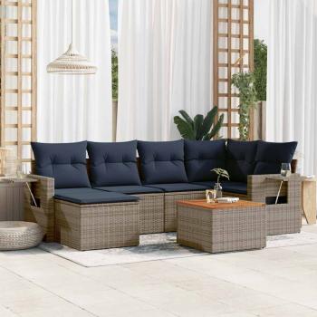 ARDEBO.de - 7-teiliges Gartensofa-Set mit Kissen, grau, Polyrattan
