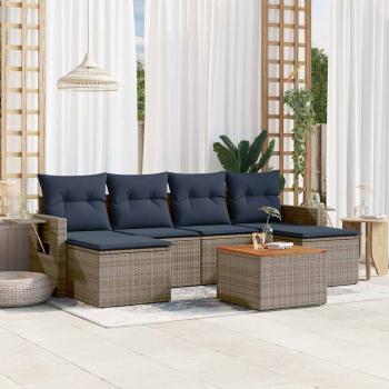 ARDEBO.de - 7-teiliges Gartensofa-Set mit Kissen, grau, Polyrattan