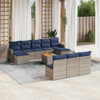 ARDEBO.de - 11-teiliges Gartensofa-Set mit Kissen, grau, Polyrattan