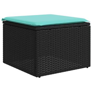11-teiliges Gartensofa-Set mit Kissen, schwarzes Polyrattan