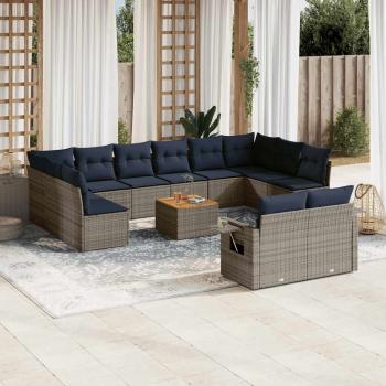 ARDEBO.de - 13-teiliges Gartensofa-Set mit Kissen, grau, Polyrattan