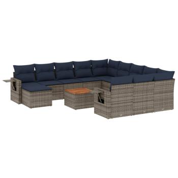 13-teiliges Gartensofa-Set mit Kissen, grau, Polyrattan