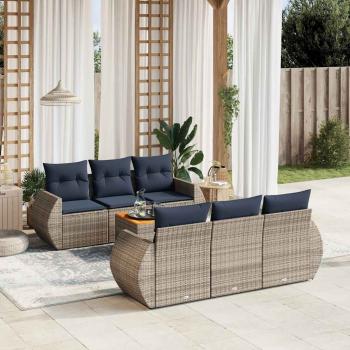 ARDEBO.de - 7-teiliges Gartensofa-Set mit Kissen, grau, Polyrattan