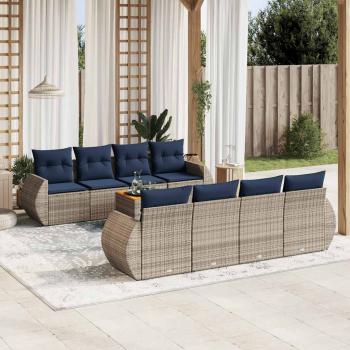 ARDEBO.de - 9-teiliges Gartensofa-Set mit Kissen, grau, Polyrattan
