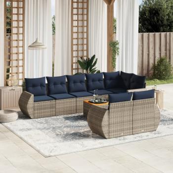 ARDEBO.de - 9-teiliges Gartensofa-Set mit Kissen, grau, Polyrattan