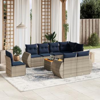 ARDEBO.de - 9-teiliges Gartensofa-Set mit Kissen, grau, Polyrattan