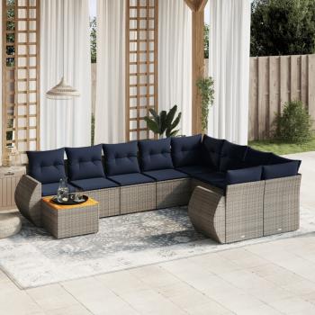 ARDEBO.de - 10-teiliges Gartensofa-Set mit Kissen, grau, Polyrattan