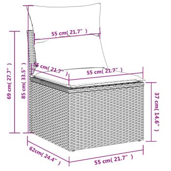 11-teiliges Gartensofa-Set mit Kissen, grau, Polyrattan