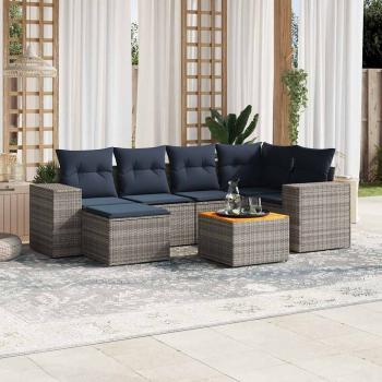 ARDEBO.de - 7-teiliges Gartensofa-Set mit Kissen, grau, Polyrattan