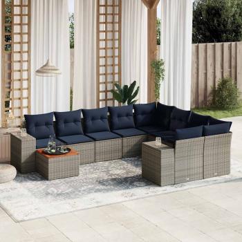ARDEBO.de - 10-teiliges Gartensofa-Set mit Kissen, grau, Polyrattan