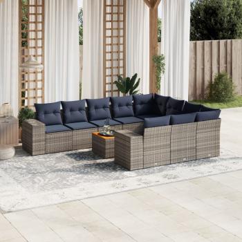 ARDEBO.de - 11-teiliges Gartensofa-Set mit Kissen, grau, Polyrattan