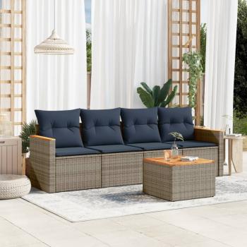 ARDEBO.de - 5-teiliges Gartensofa-Set mit Kissen, grau, Polyrattan