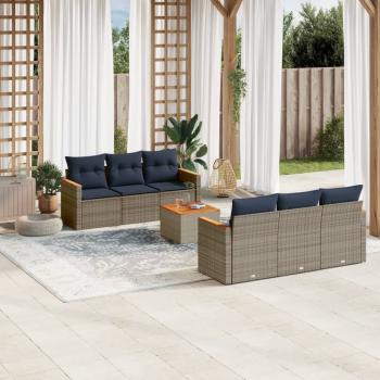 ARDEBO.de - 7-teiliges Gartensofa-Set mit Kissen, grau, Polyrattan