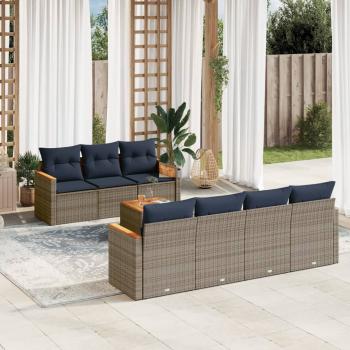 ARDEBO.de - 8-teiliges Gartensofa-Set mit Kissen, grau, Polyrattan