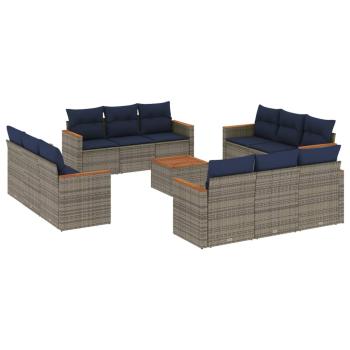 13-teiliges Gartensofa-Set mit Kissen, grau, Polyrattan