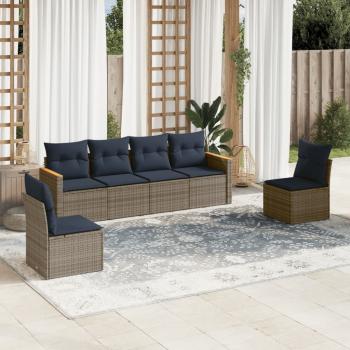 ARDEBO.de - 6-teiliges Gartensofa-Set mit Kissen, grau, Polyrattan