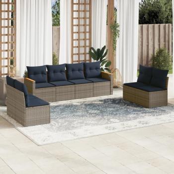 ARDEBO.de - 8-teiliges Gartensofa-Set mit Kissen, grau, Polyrattan
