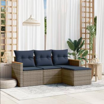 ARDEBO.de - 4-teiliges Gartensofa-Set mit Kissen, grau, Polyrattan
