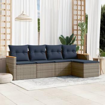 ARDEBO.de - 5-teiliges Gartensofa-Set mit Kissen, grau, Polyrattan