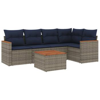 ARDEBO.de - 6-teiliges Gartensofa-Set mit Kissen, grau, Polyrattan