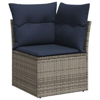 6-teiliges Gartensofa-Set mit Kissen, grau, Polyrattan