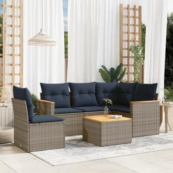 ARDEBO.de - 6-teiliges Gartensofa-Set mit Kissen, grau, Polyrattan
