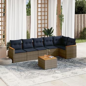 ARDEBO.de - 7-teiliges Gartensofa-Set mit Kissen, grau, Polyrattan