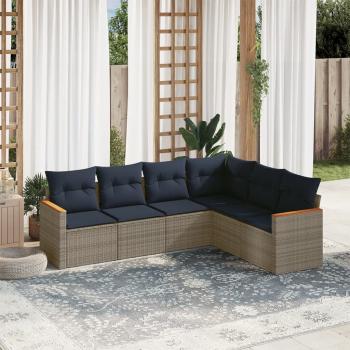 ARDEBO.de - 6-teiliges Gartensofa-Set mit Kissen, grau, Polyrattan