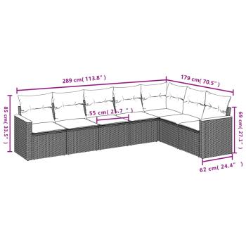 7-teiliges Gartensofa-Set mit Kissen, grau, Polyrattan