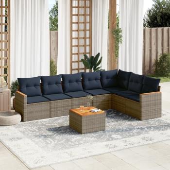ARDEBO.de - 8-teiliges Gartensofa-Set mit Kissen, grau, Polyrattan