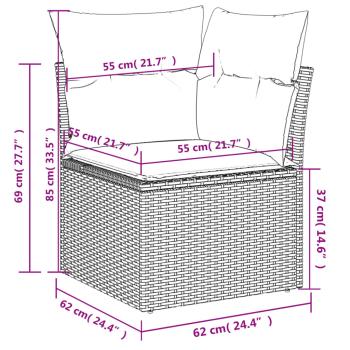 ARDEBO.de - 10-teiliges Gartensofa-Set mit Kissen, grau, Polyrattan