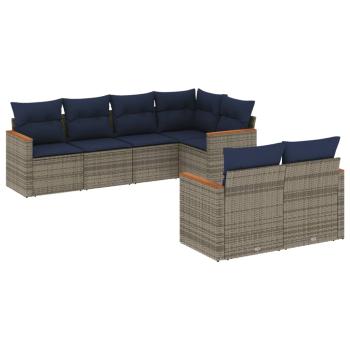 ARDEBO.de - 7-teiliges Gartensofa-Set mit Kissen, grau, Polyrattan