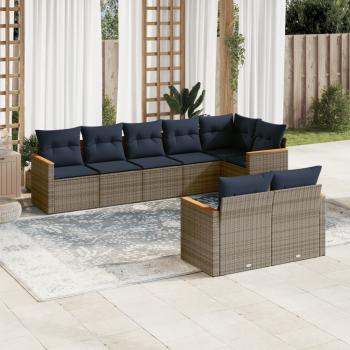 ARDEBO.de - 8-teiliges Gartensofa-Set mit Kissen, grau, Polyrattan
