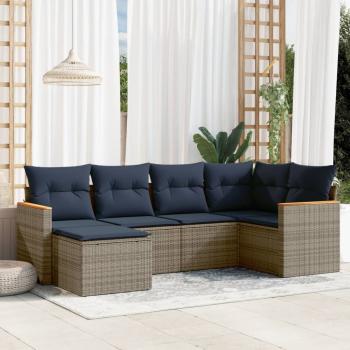 ARDEBO.de - 6-teiliges Gartensofa-Set mit Kissen, grau, Polyrattan