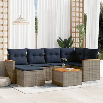 ARDEBO.de - 7-teiliges Gartensofa-Set mit Kissen, grau, Polyrattan