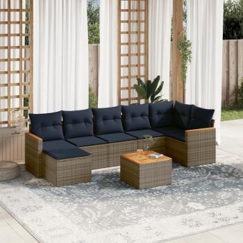 ARDEBO.de - 8-teiliges Gartensofa-Set mit Kissen, grau, Polyrattan