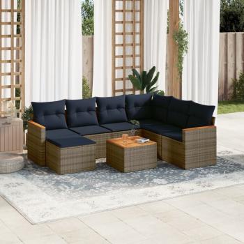 ARDEBO.de - 8-teiliges Gartensofa-Set mit Kissen, grau, Polyrattan