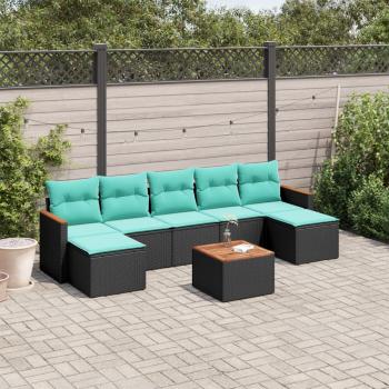 ARDEBO.de - 8-teiliges Gartensofa-Set mit Kissen, schwarzes Polyrattan