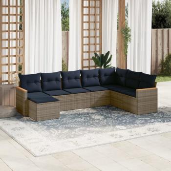 ARDEBO.de - 8-teiliges Gartensofa-Set mit Kissen, grau, Polyrattan