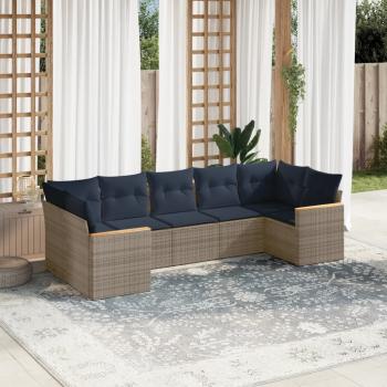 ARDEBO.de - 7-teiliges Gartensofa-Set mit Kissen, grau, Polyrattan