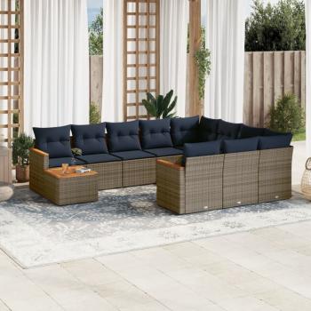ARDEBO.de - 11-teiliges Gartensofa-Set mit Kissen, grau, Polyrattan