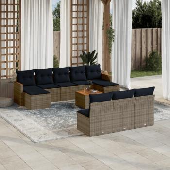 ARDEBO.de - 11-teiliges Gartensofa-Set mit Kissen, grau, Polyrattan