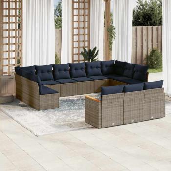 ARDEBO.de - 13-teiliges Gartensofa-Set mit Kissen, grau, Polyrattan