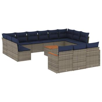 14-teiliges Gartensofa-Set mit Kissen, grau, Polyrattan
