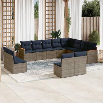 ARDEBO.de - 12-teiliges Gartensofa-Set mit Kissen, grau, Polyrattan