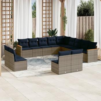 ARDEBO.de - 13-teiliges Gartensofa-Set mit Kissen, grau, Polyrattan