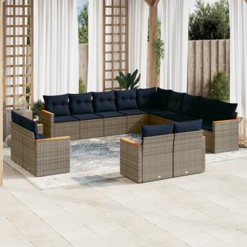 ARDEBO.de - 13-teiliges Gartensofa-Set mit Kissen, grau, Polyrattan