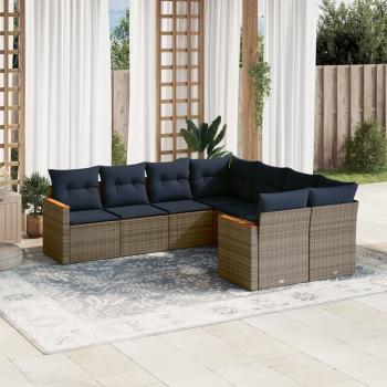 ARDEBO.de - 8-teiliges Gartensofa-Set mit Kissen, grau, Polyrattan